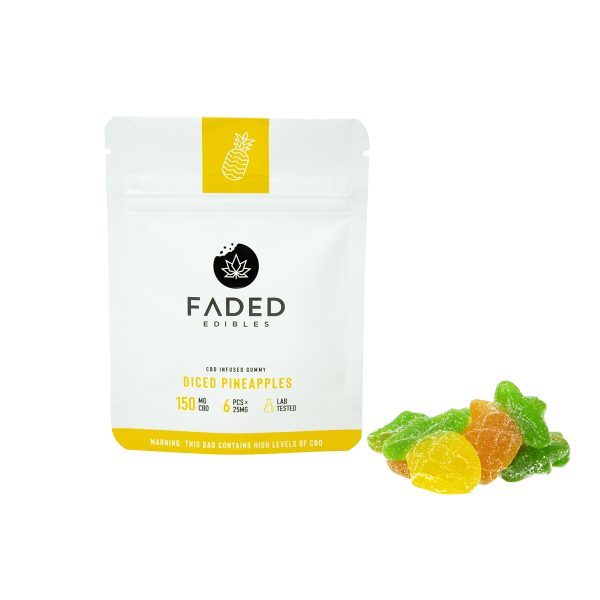 Faded Edibles – CBD 150mg Diced Pineapples | Coast to Coast Medicinals Canada