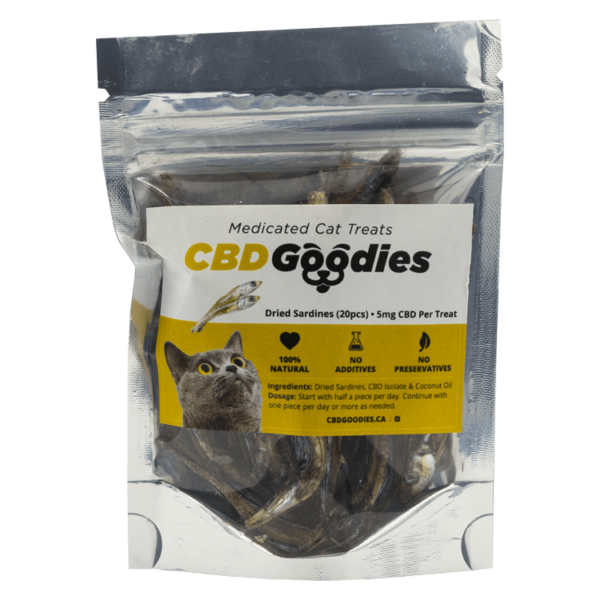 CBD Goodies – Medicated Cat Treats – Dried Sardines – 100mg CBD | Coast to Coast Medicinals Canada