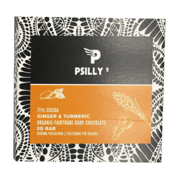 Psilly – Dark Chocolate Bar – Ginger & Turmeric | Coast to Coast Medicinals Canada