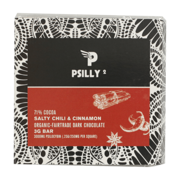 Psilly – Dark Chocolate Bar – Salty Chili & Cinnamon | Coast to Coast Medicinals Canada