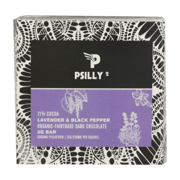 Psilly – Dark Chocolate Bar – Lavender & Black Pepper | Coast to Coast Medicinals Canada