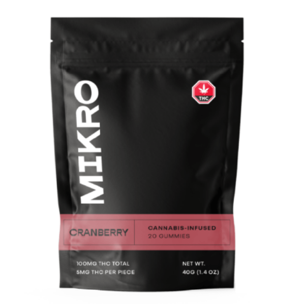 Mikro – THC Gummies – 100mg THC – Cranberry | Coast to Coast Medicinals Canada