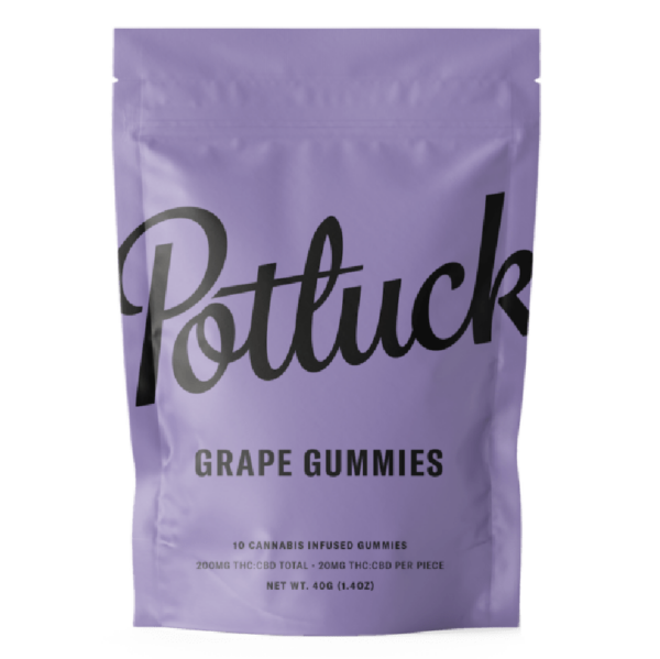 Potluck Extracts – Grape Gummies (1:1) – 100mg THC / 100mg CBD | Coast to Coast Medicinals Canada