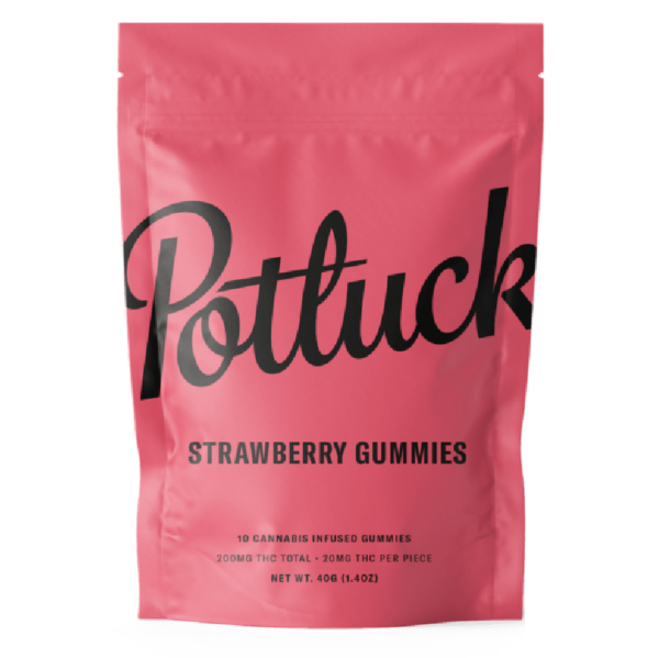 Potluck Extracts – Strawberry Gummies – 200mg THC | Coast to Coast Medicinals Canada